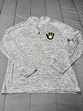 MLB Quarter Zip Pullover in Gray Like New